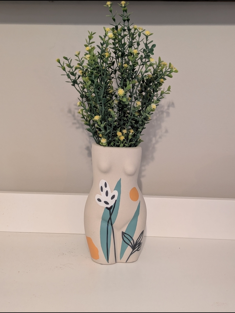 Ceramic Female Form Vase With Flowers